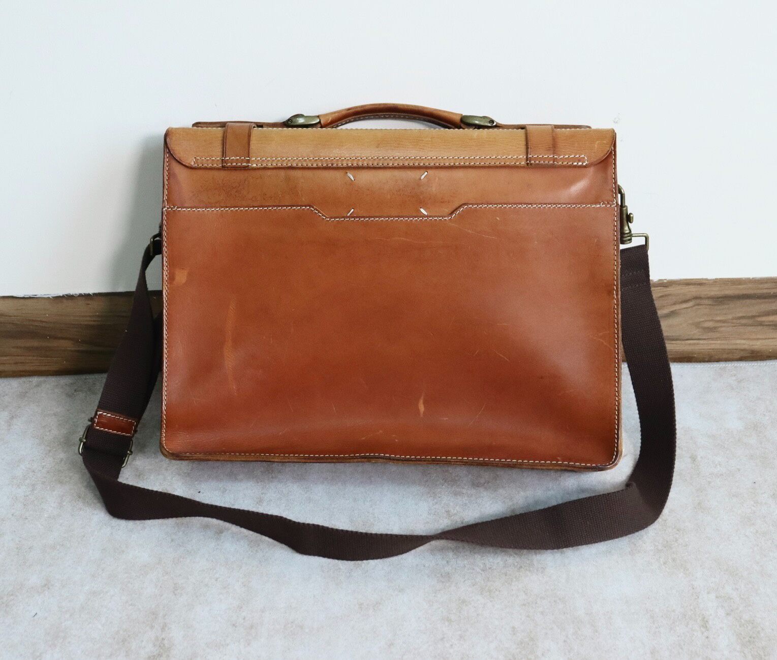 Maison Margiela Brown Leather Briefcase — detail