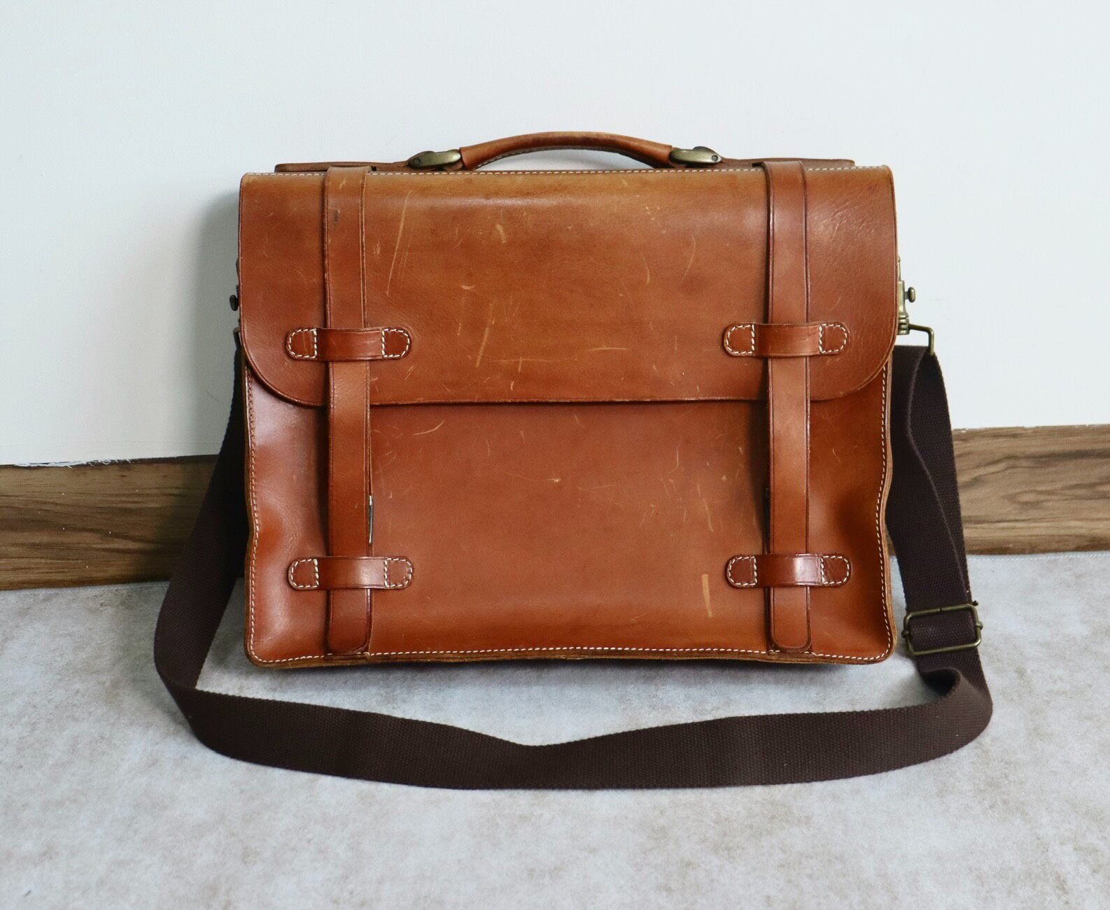 Maison Margiela Brown Leather Briefcase — back