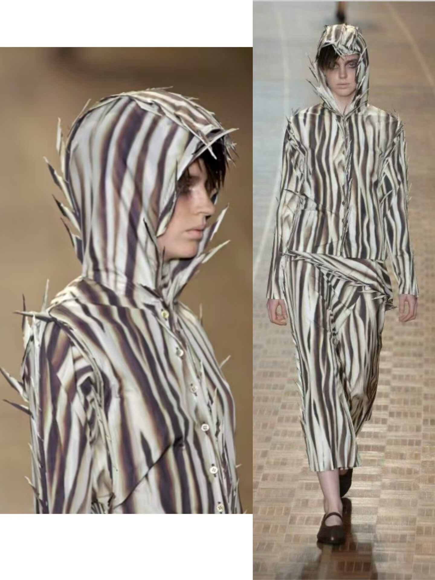Issey Miyake 2007 Runway Hooded Shirt — detail