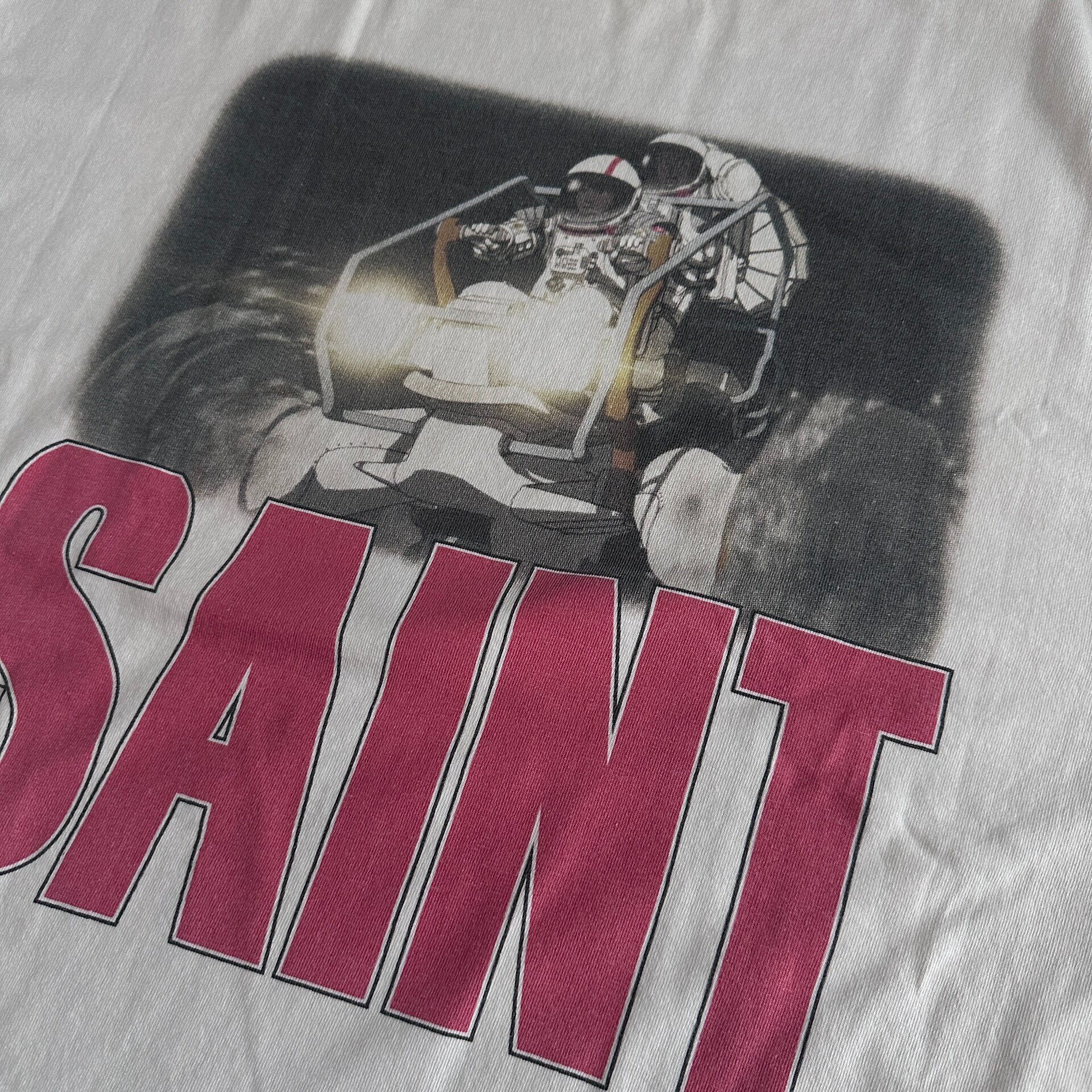 Saint Michael Faded White Astronaut Tee — detail