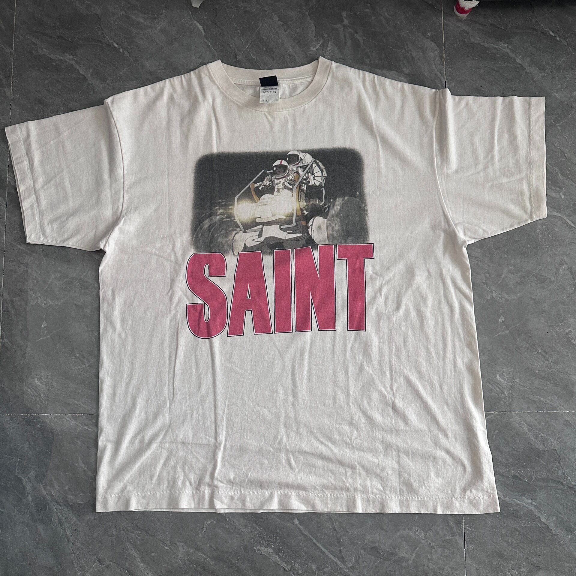 Saint Michael Faded White Astronaut Tee