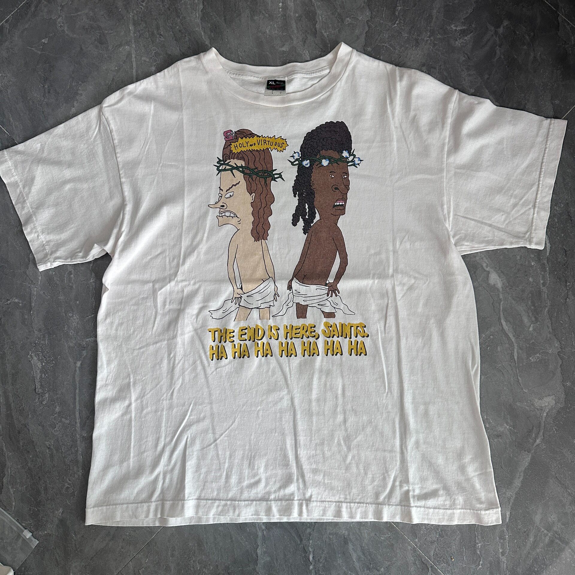 Saint Michael Cartoon Graphic White Tee