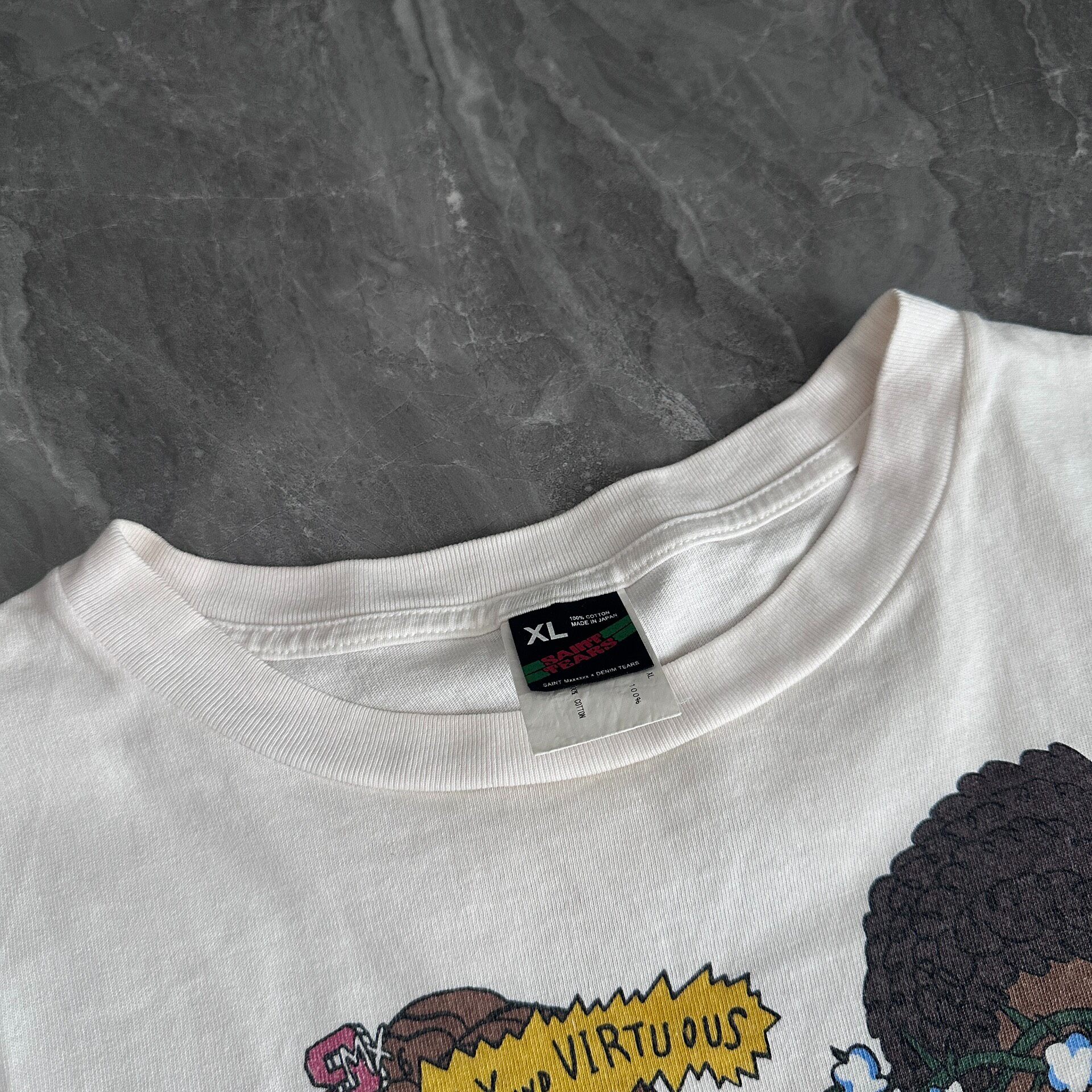 Saint Michael Cartoon Graphic White Tee — back