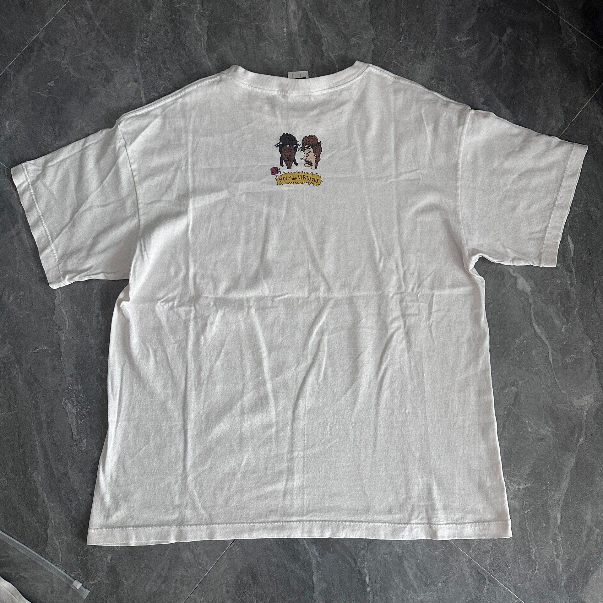 Saint Michael Cartoon Graphic White Tee — front