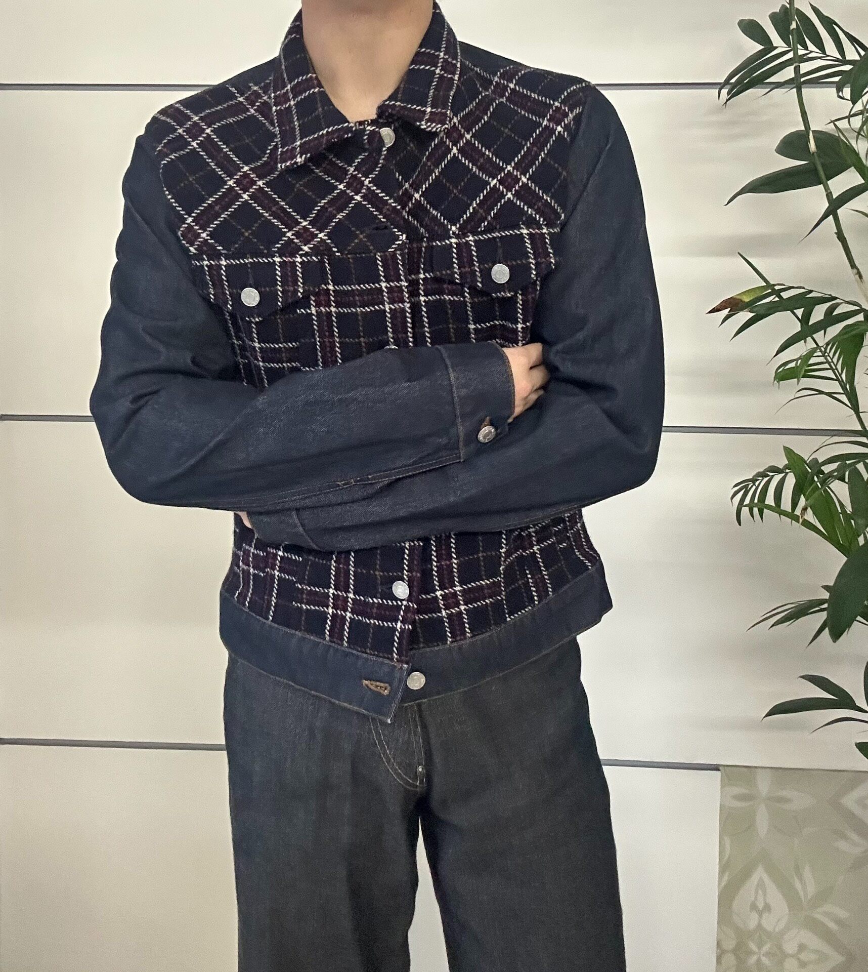 Dries Van Noten Plaid Denim Jacket — label