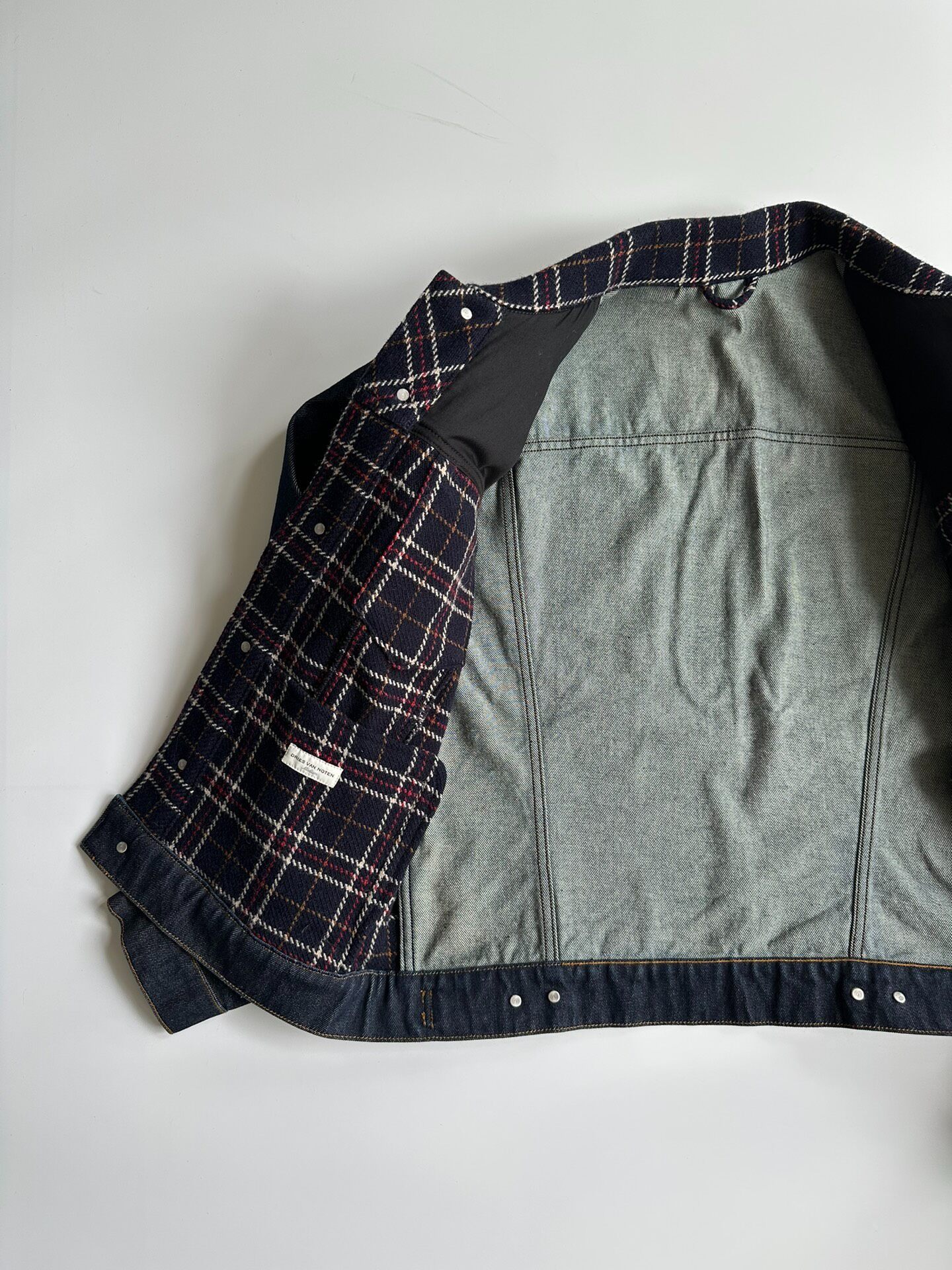 Dries Van Noten Plaid Denim Jacket — detail
