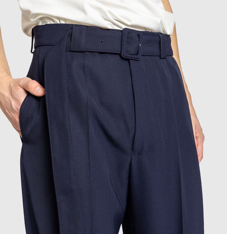 Dries Van Noten 24SS Navy Belted Trousers