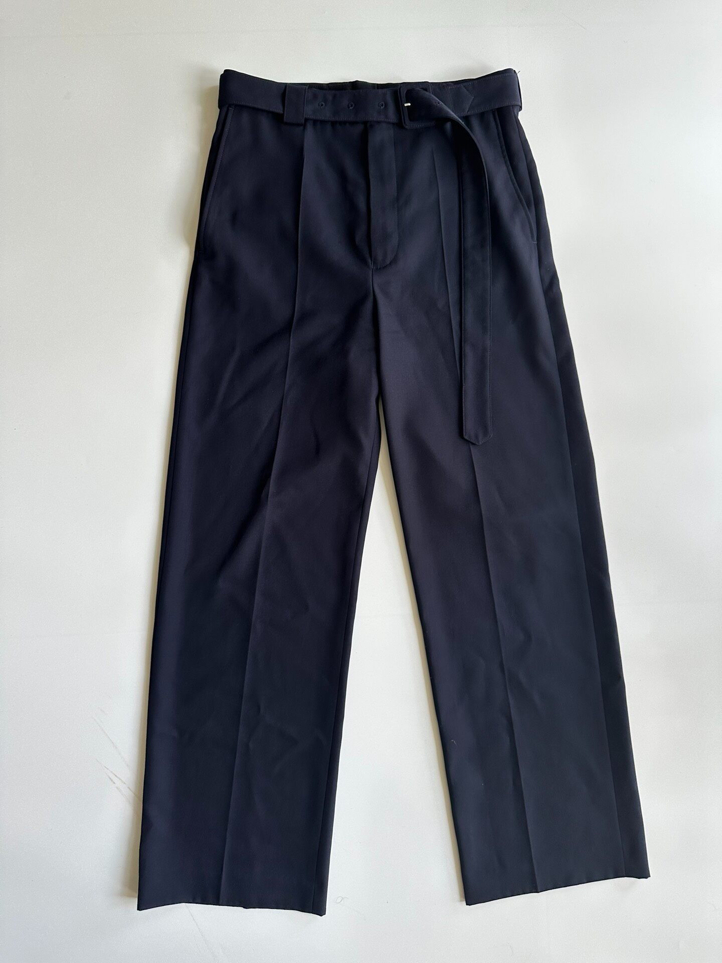 Dries Van Noten 24SS Navy Belted Trousers — front