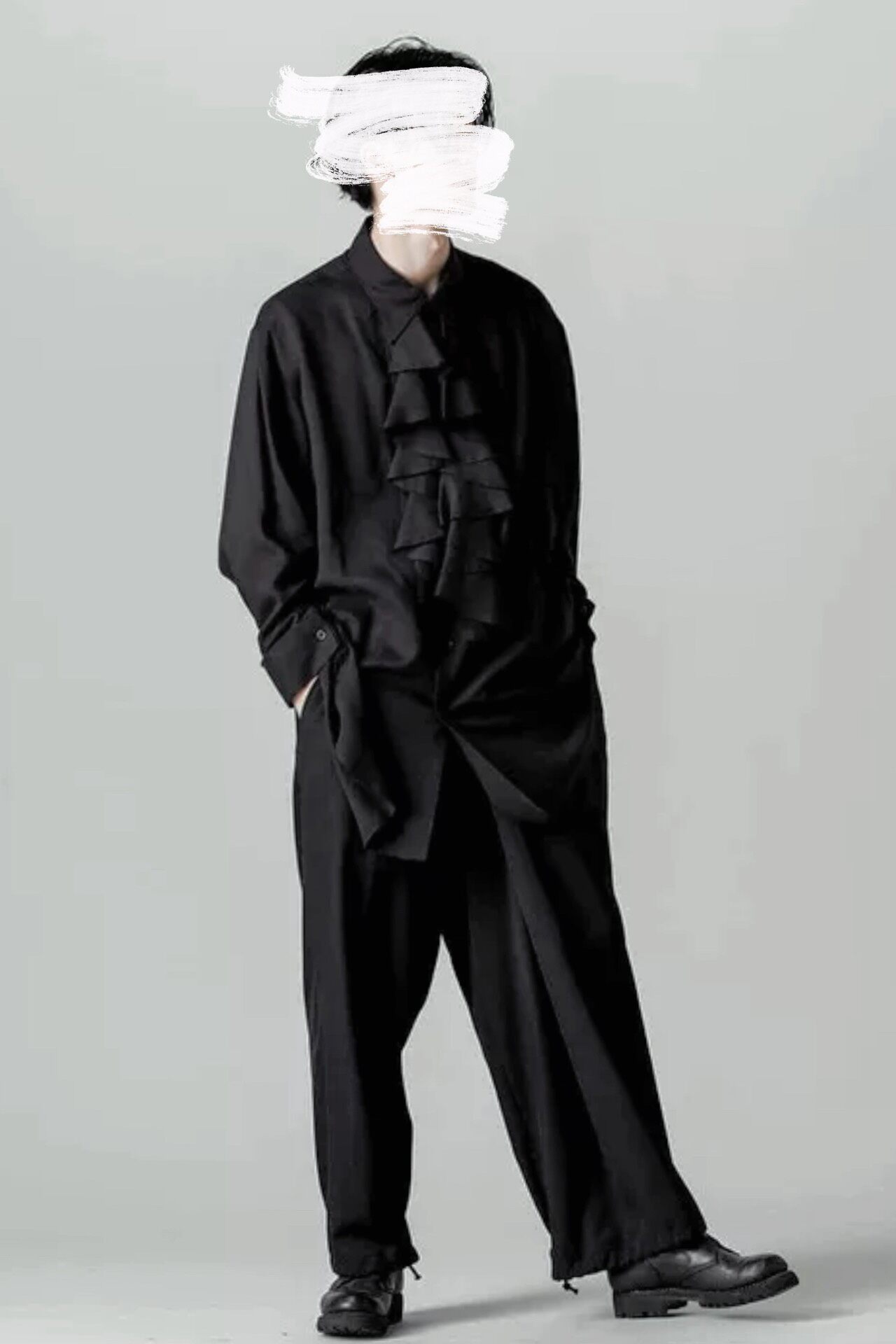 Yohji Yamamoto 23SS Asymmetrical Balloon Pants — detail