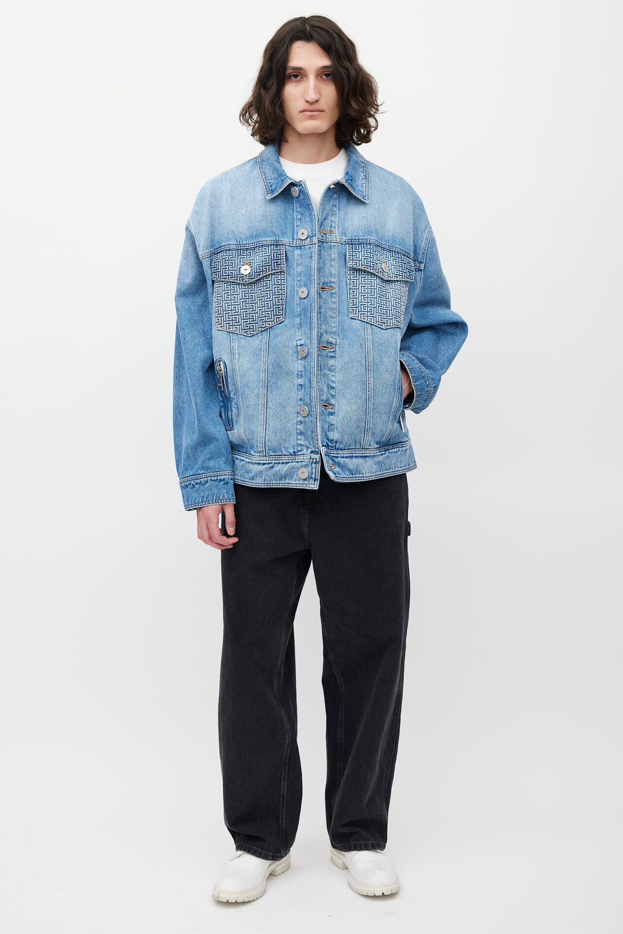 Balmain 23ss Embossed Denim Jacket — back