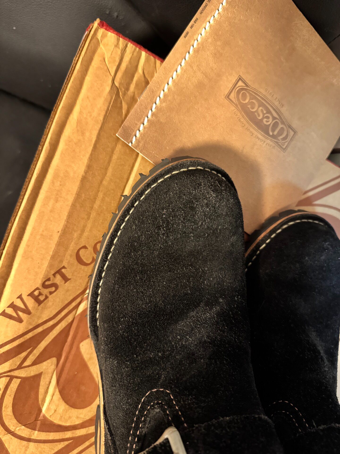 Wesco Boss Black Suede Engineer Boots — label