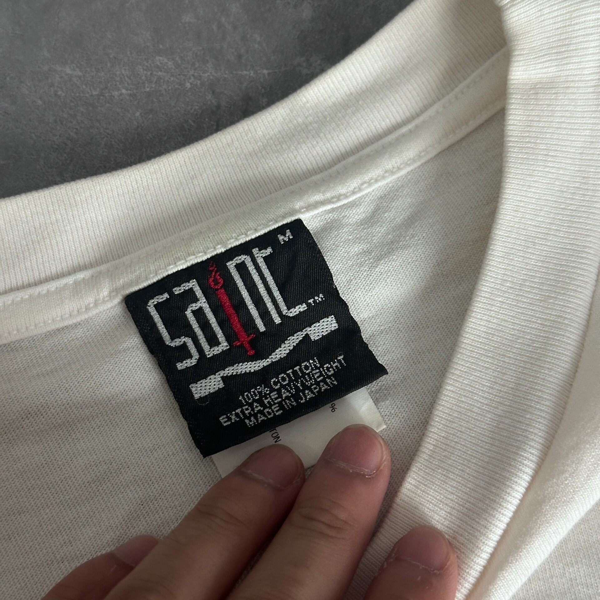 Saint Michael LIFE Virgin Mary Tee — label