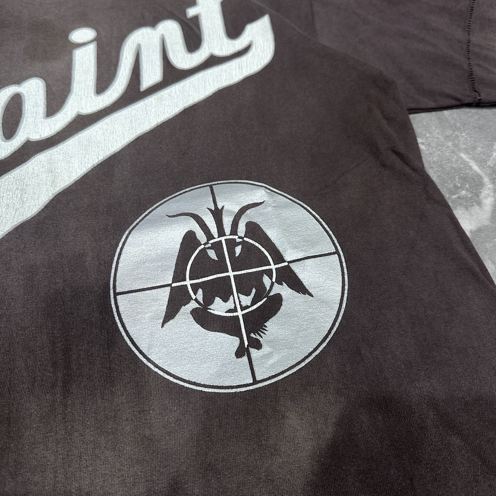 Saint Michael Faded Target Script Tee — detail