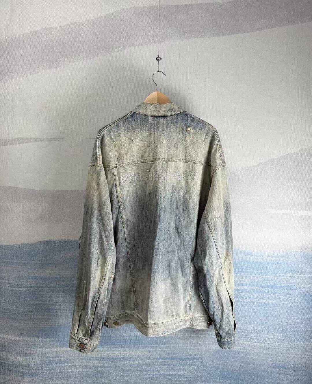 Balenciaga Mud-Wash Distressed Denim Jacket — front