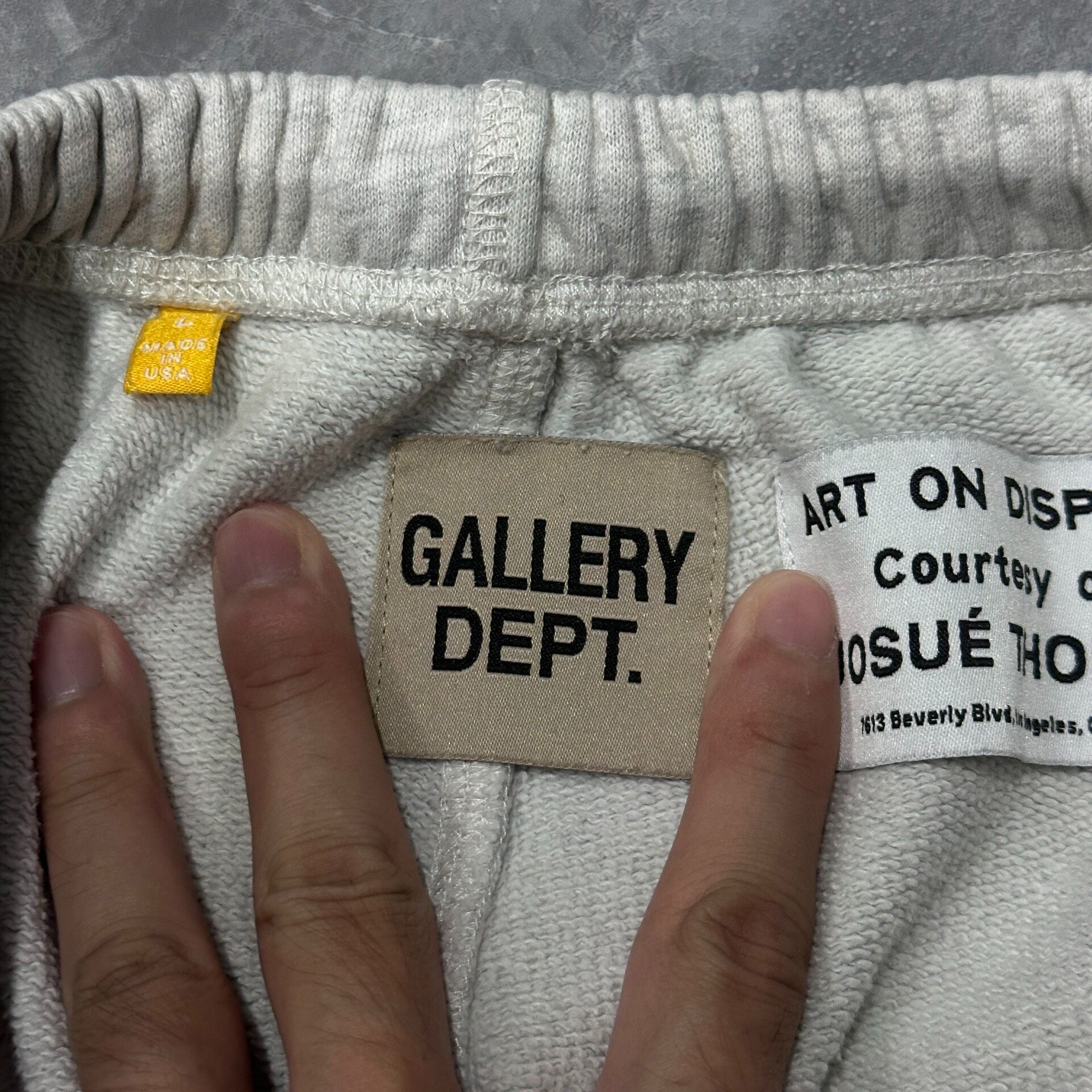 Gallery Dept Distressed Patch Shorts — label