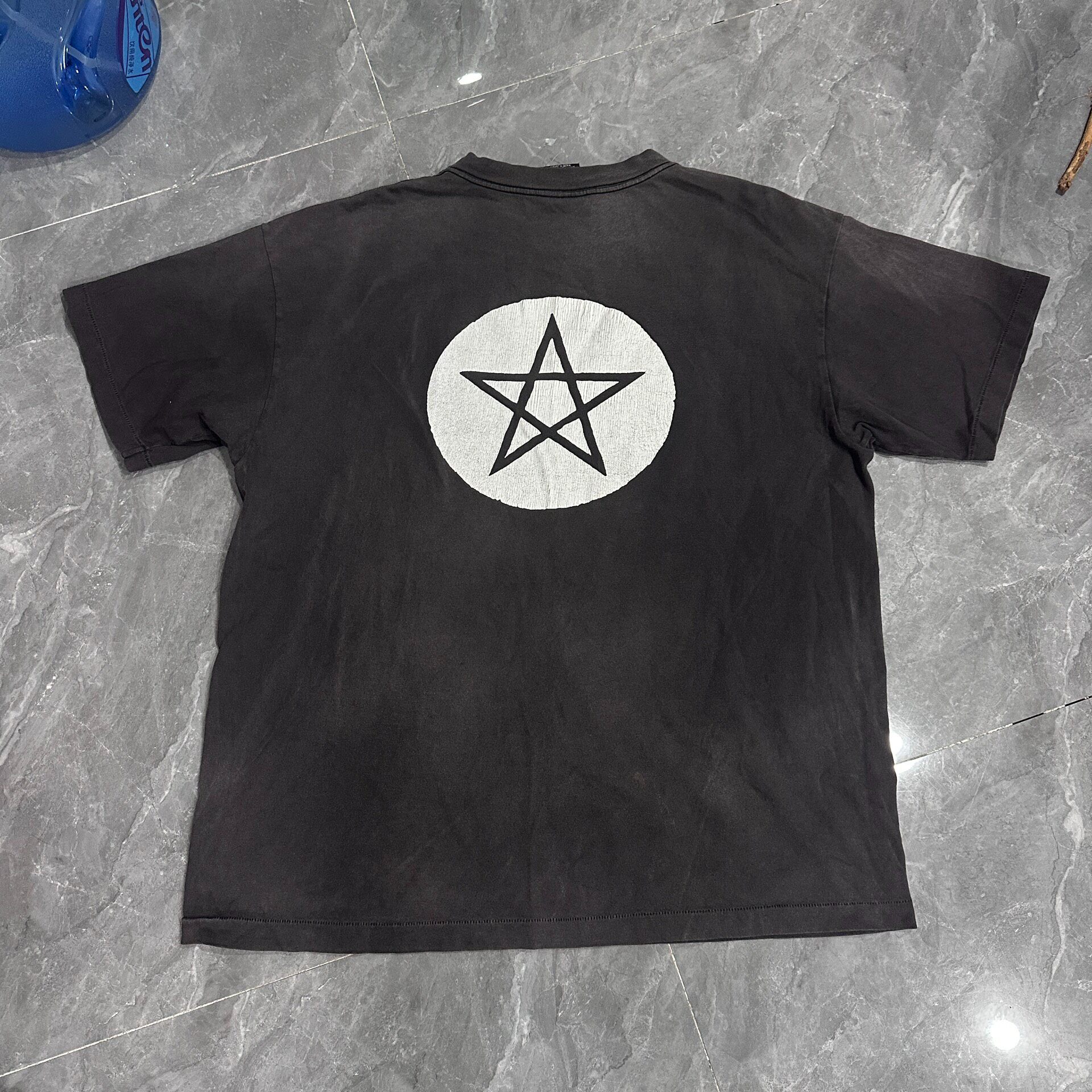 Saint Michael Faded Black Graphic Tee — front