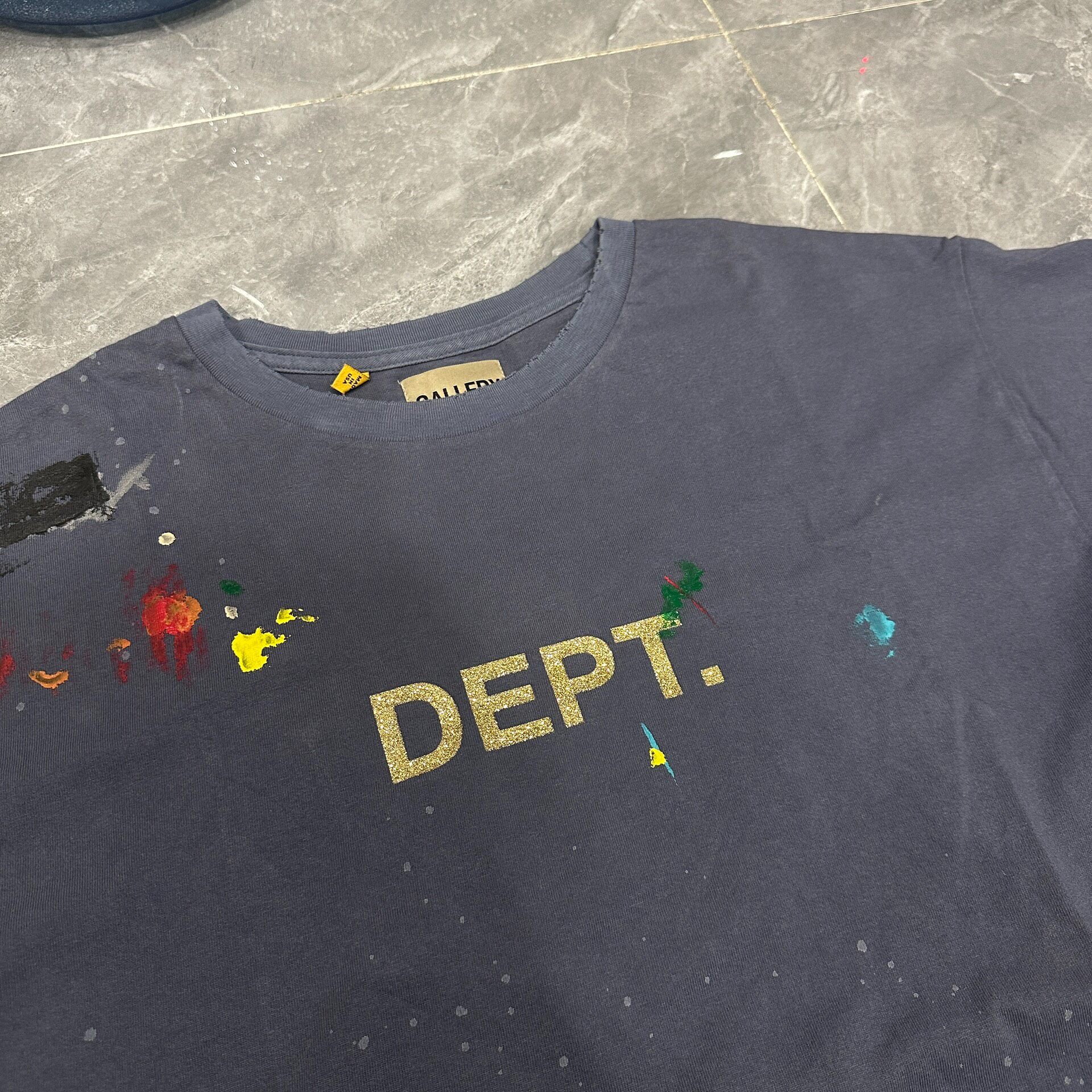 Gallery Dept Dark Blue Splatter T-Shirt — detail