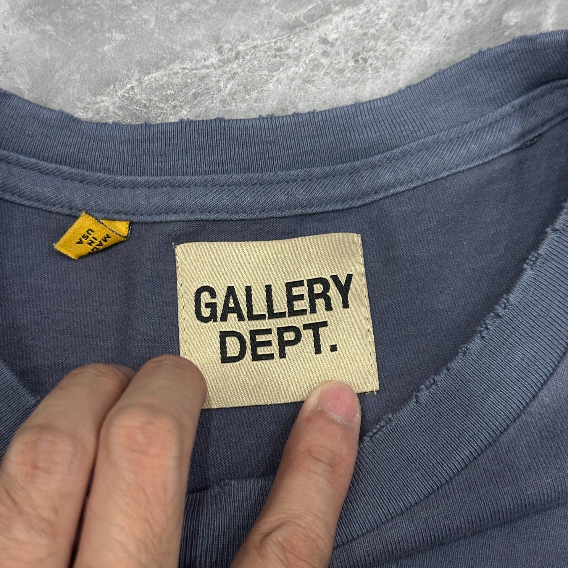 Gallery Dept Dark Blue Splatter T-Shirt — back