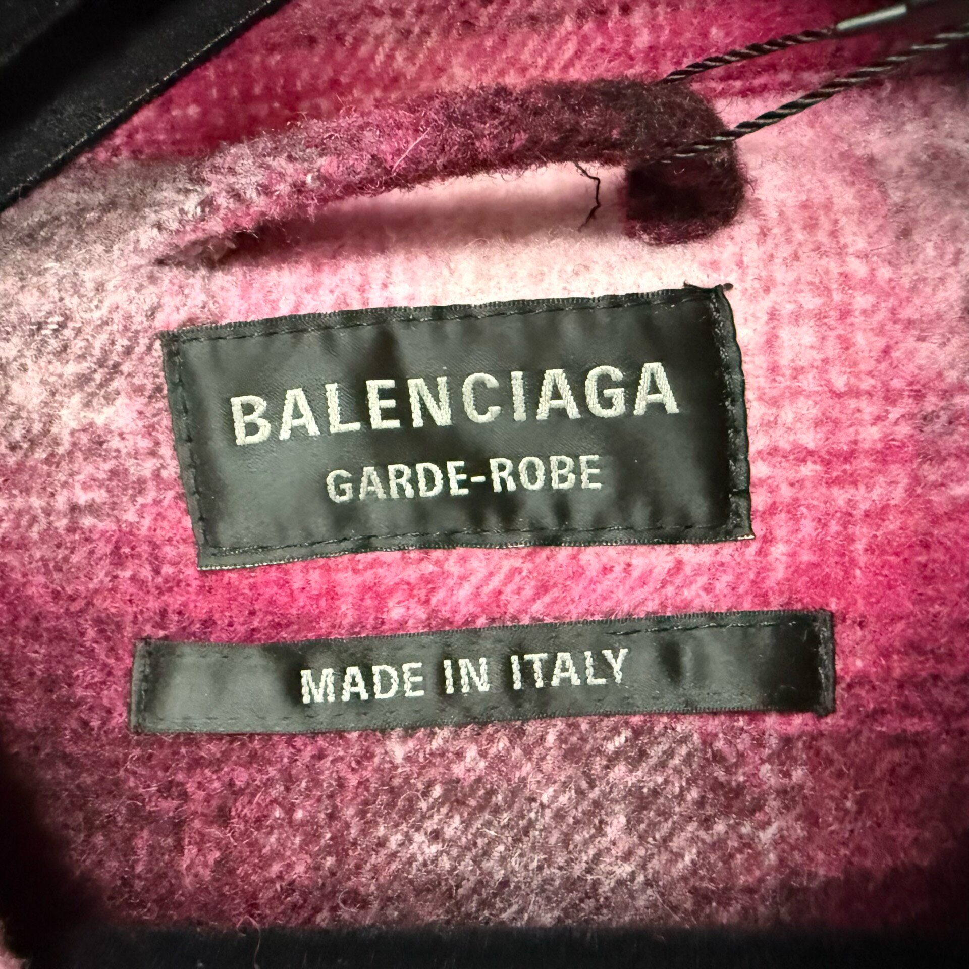 Balenciaga 25SS Pink Plaid Wool Shirt Jacket — front