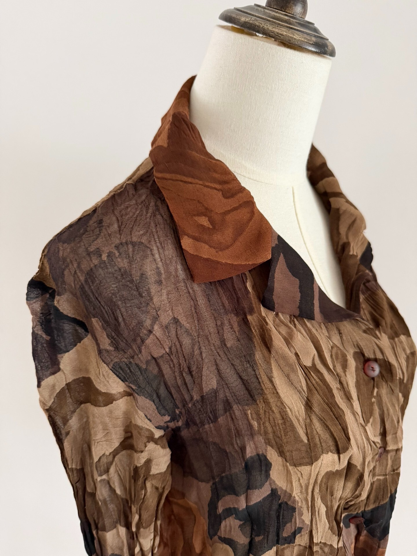 Issey Miyake Crinkled Leaf Sheer Shirt — label