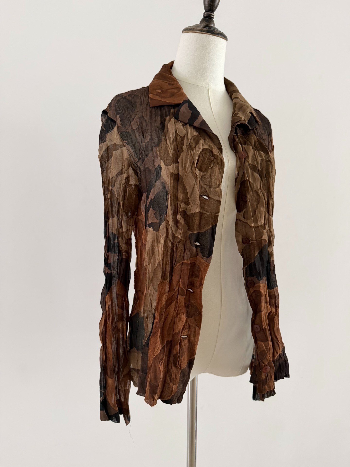 Issey Miyake Crinkled Leaf Sheer Shirt