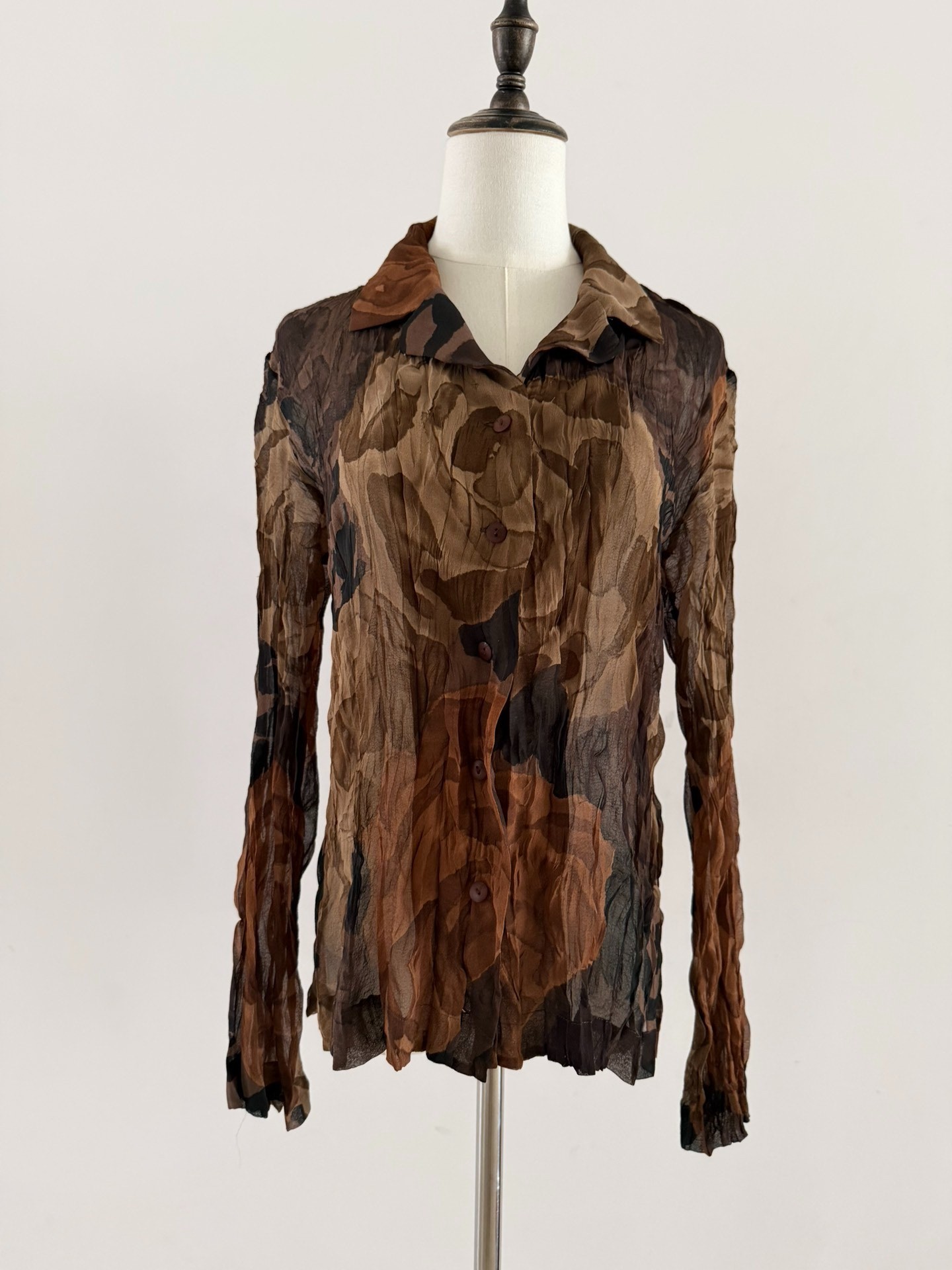 Issey Miyake Crinkled Leaf Sheer Shirt — front