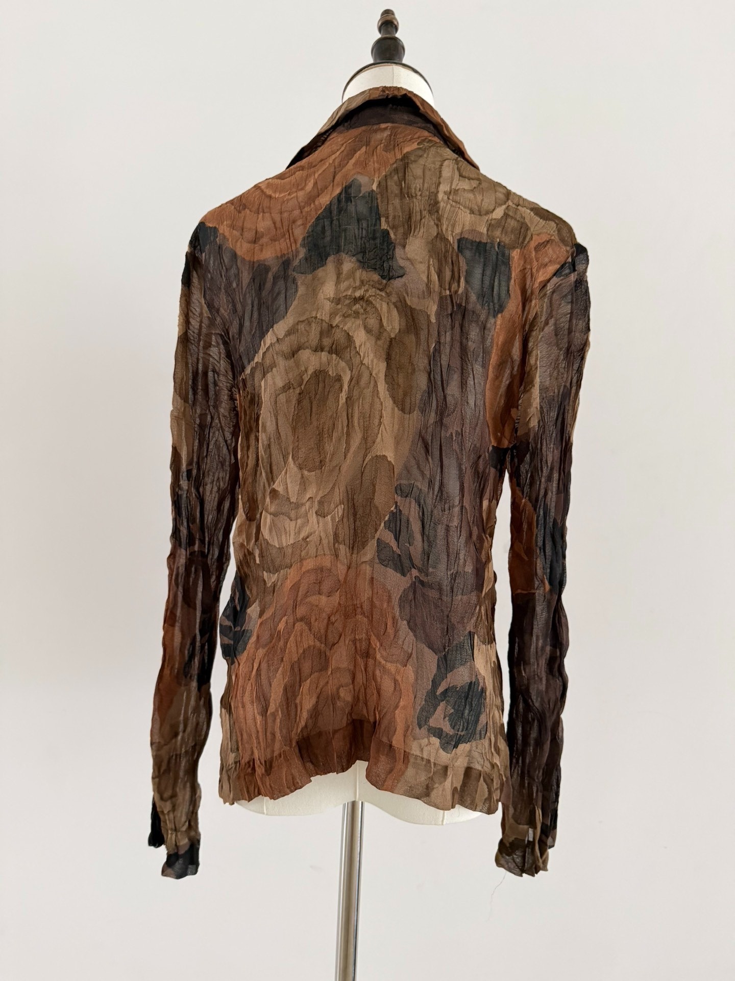 Issey Miyake Crinkled Leaf Sheer Shirt — back