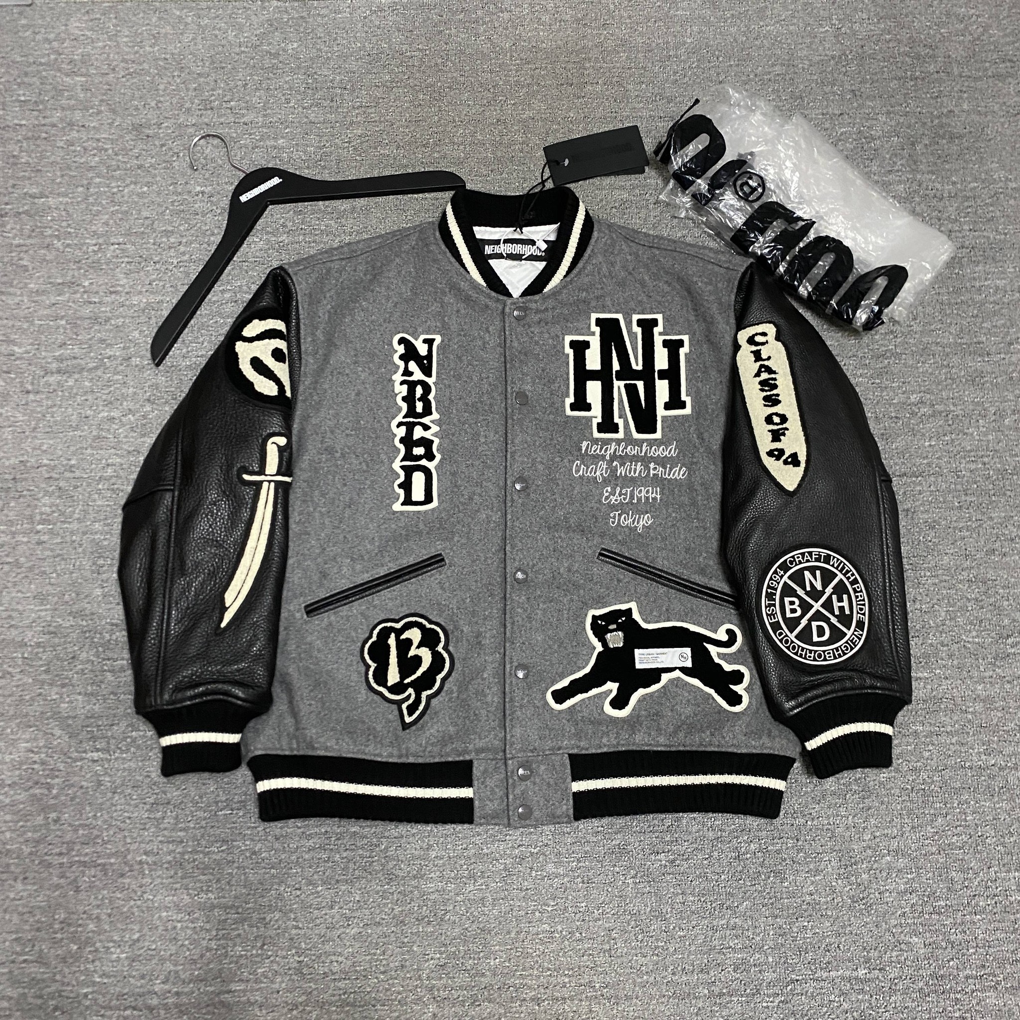 NEIGHBORHOOD 23AW Leather Sleeve Varsity Jacket