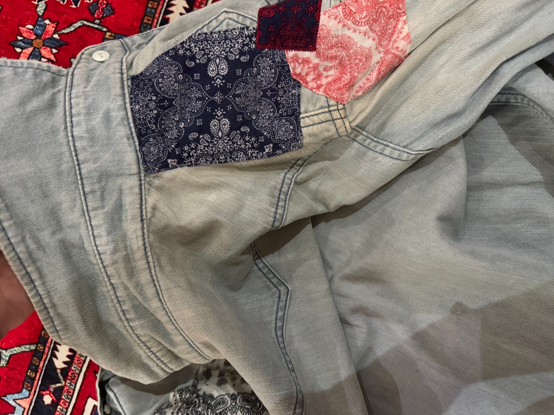 Momotaro Vintage Patchwork Denim Shirt — detail