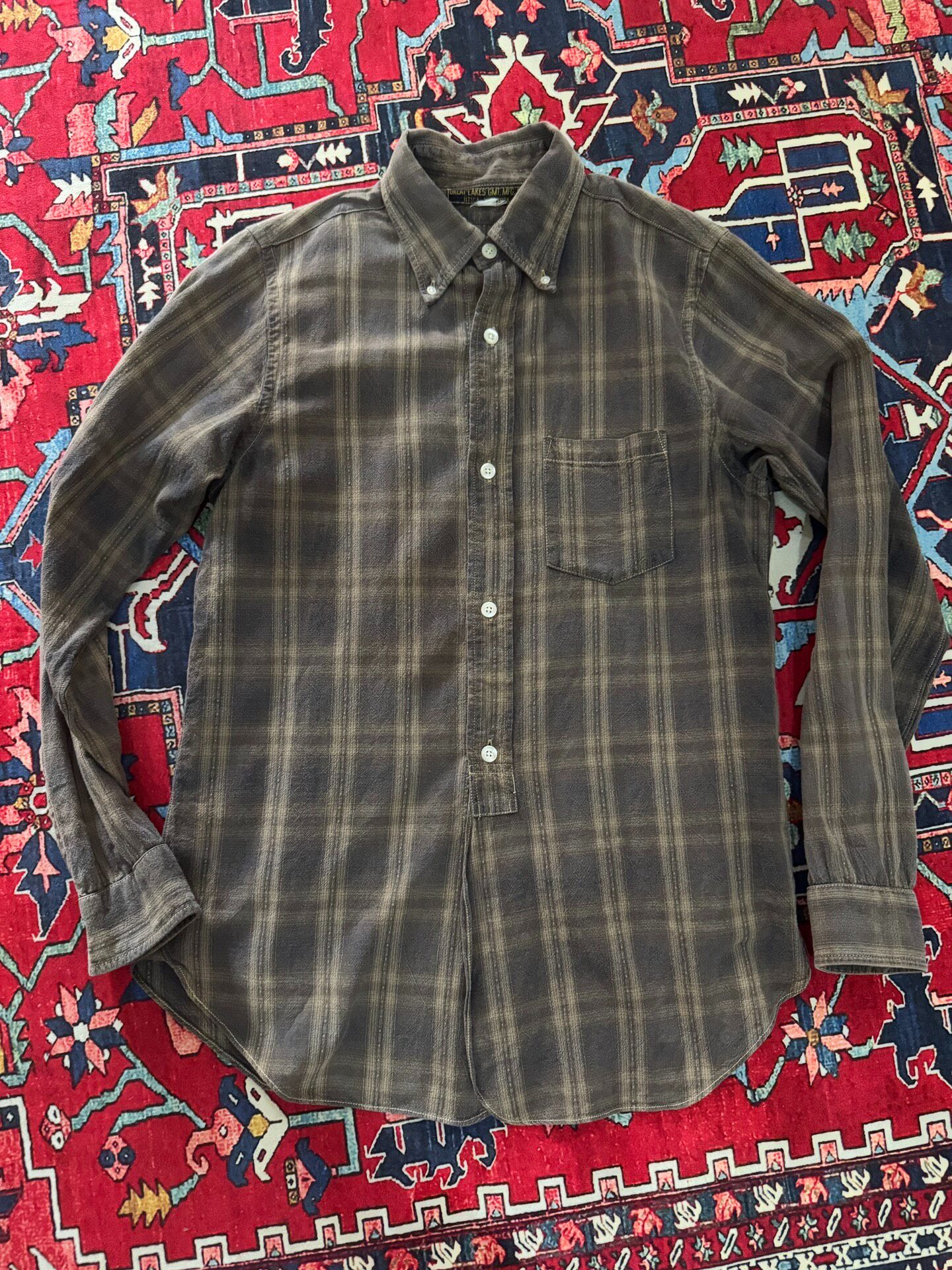 Freewheelers Brown Plaid Long-Sleeve Shirt