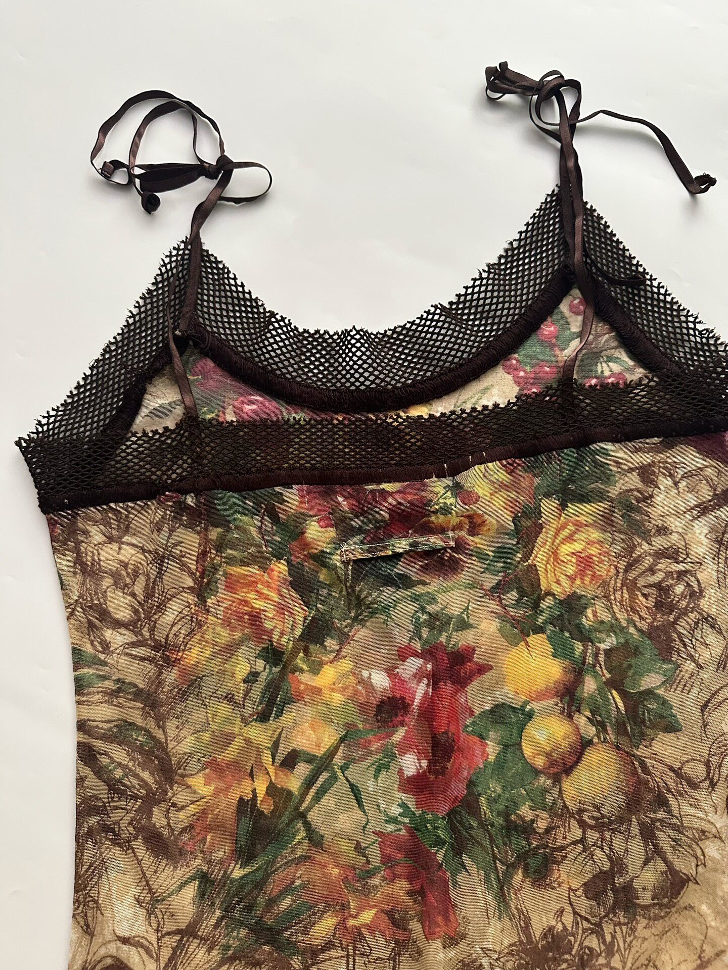 Jean Paul Gaultier Floral Mesh Camisole — label