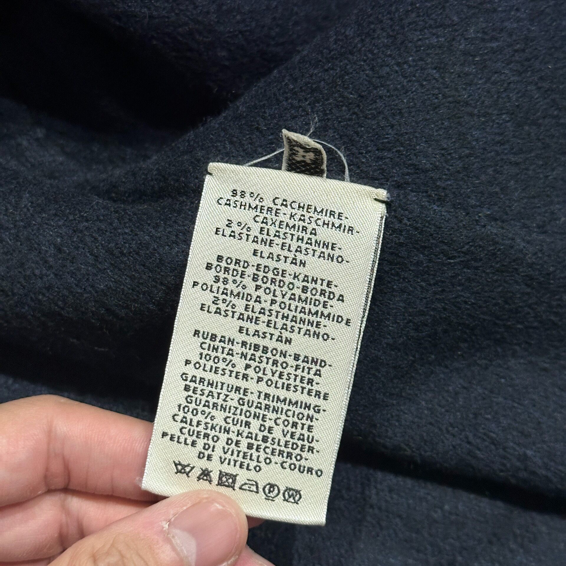 Hermes Gray Navy Lined Long Cloak Coat — label