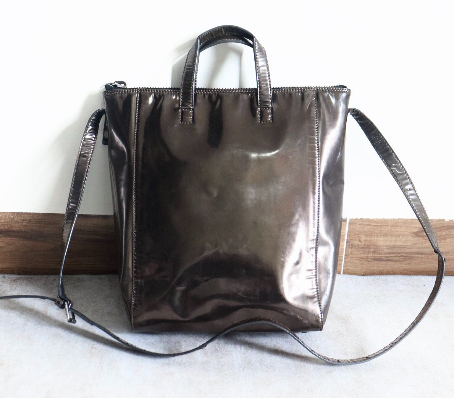 Maison Margiela Metallic Bronze Tote Bag — label