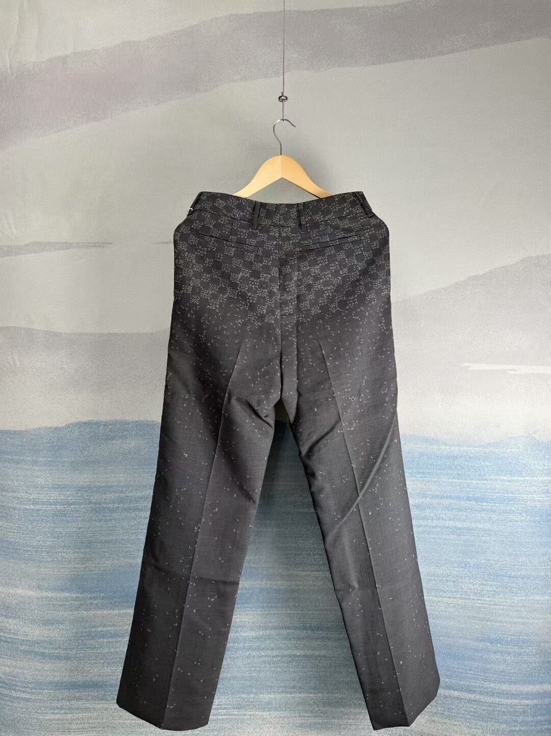 Louis Vuitton Gray Printed Tailored Trousers — front