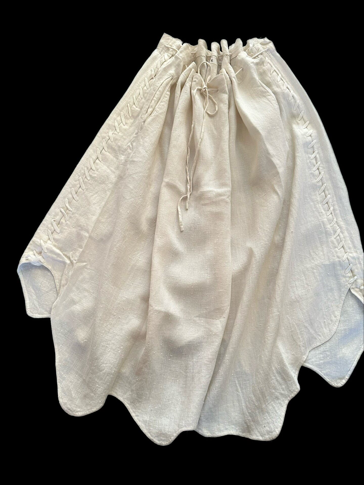 Y's Vintage Linen Petal Hem Skirt — detail