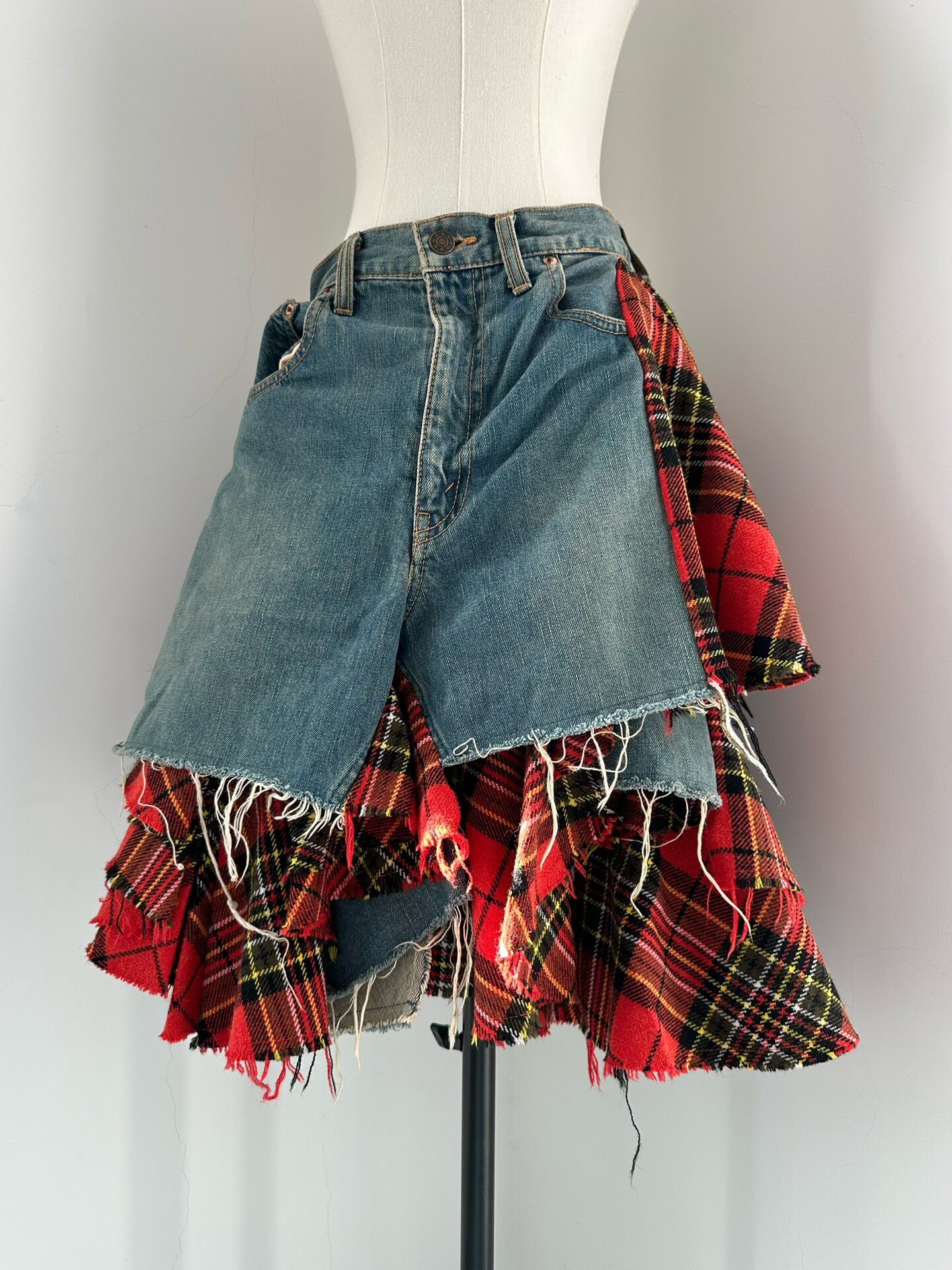 Junya Watanabe 2004 Runway Denim Plaid Skirt