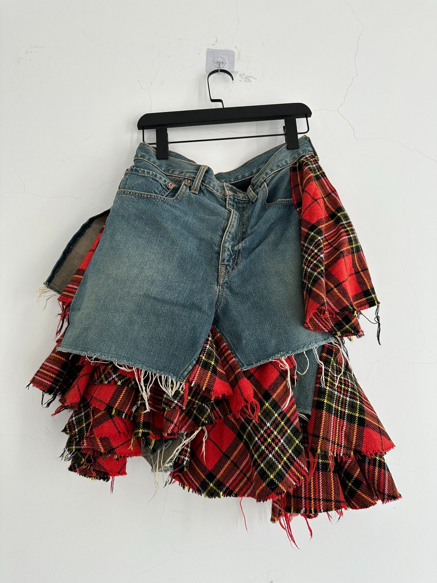 Junya Watanabe 2004 Runway Denim Plaid Skirt — label