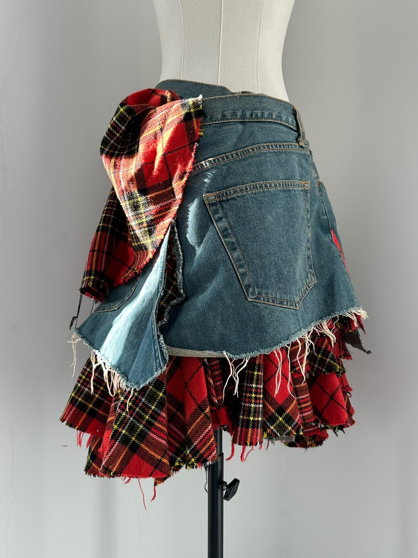 Junya Watanabe 2004 Runway Denim Plaid Skirt — front