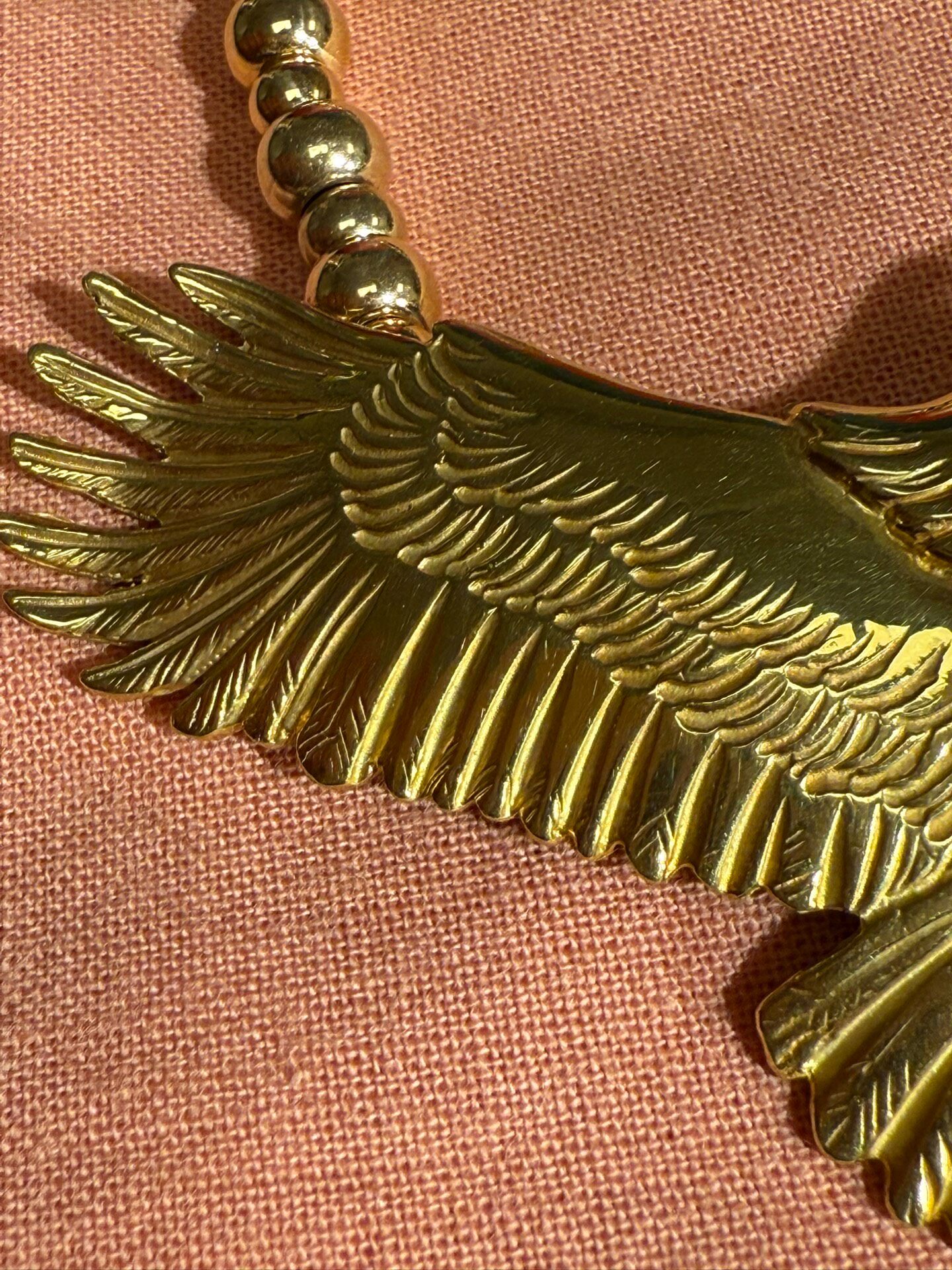 Tadyking Gold Eagle Beaded Necklace — back
