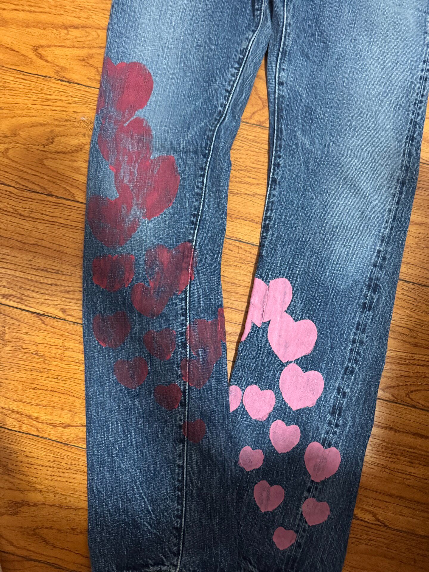 Fullcount Blue Heart Pattern Jeans — detail