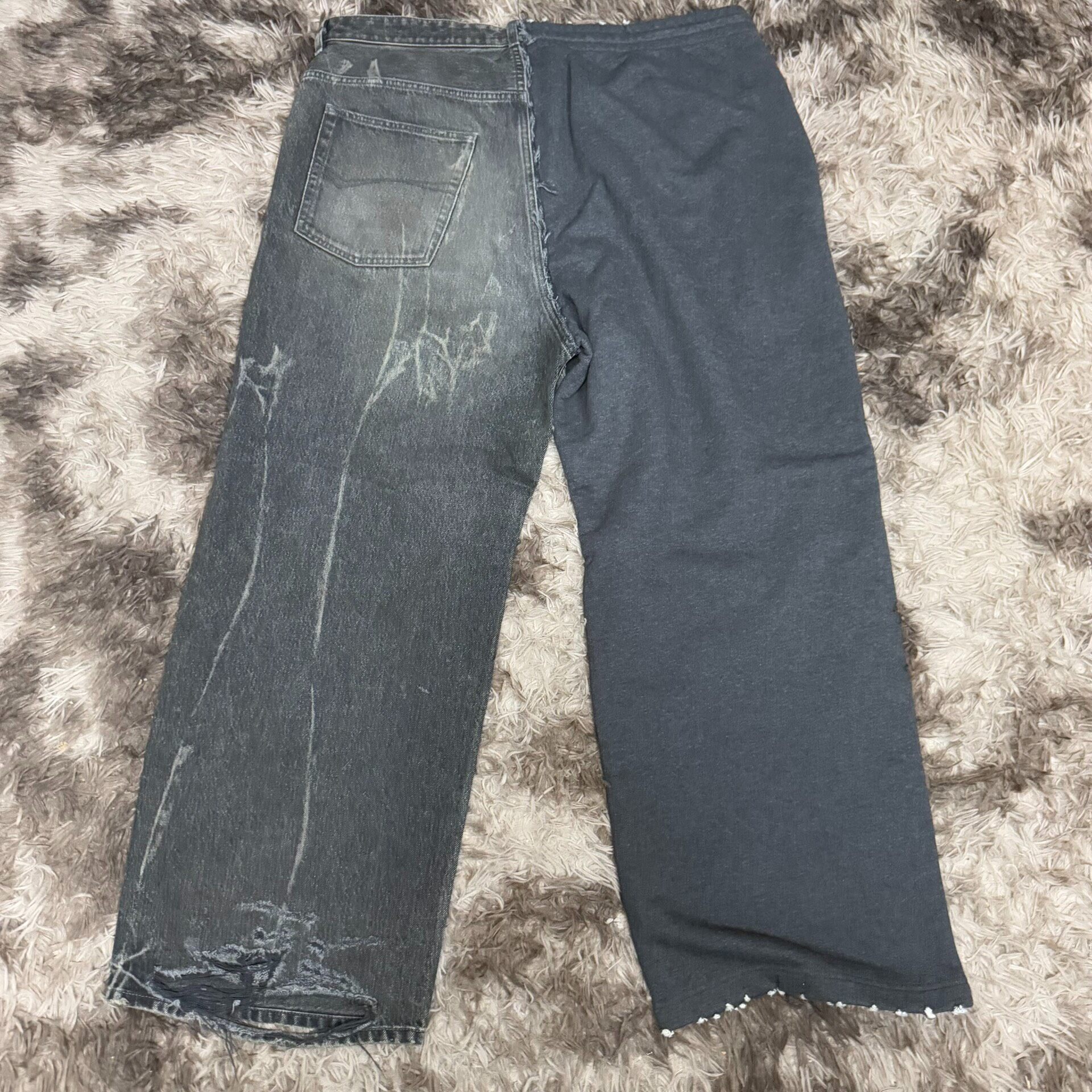 Balenciaga Patchwork Denim Wide-Leg Pants — front
