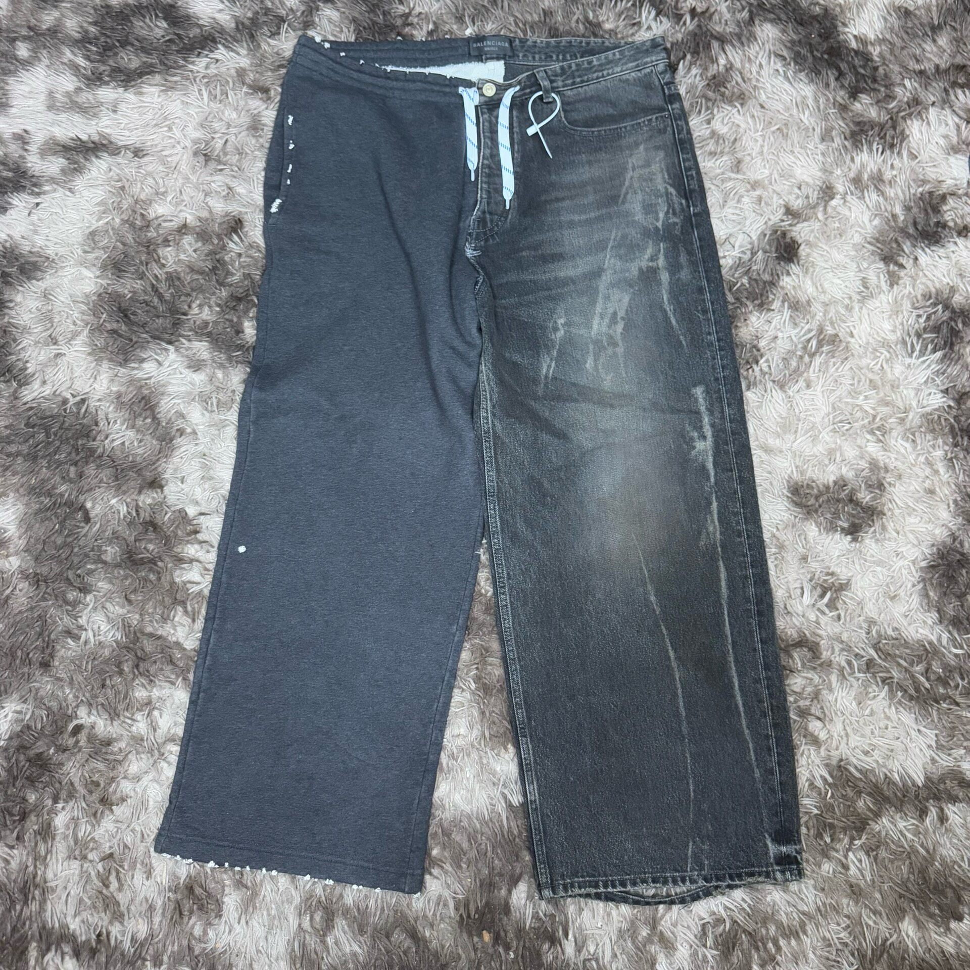 Balenciaga Patchwork Denim Wide-Leg Pants