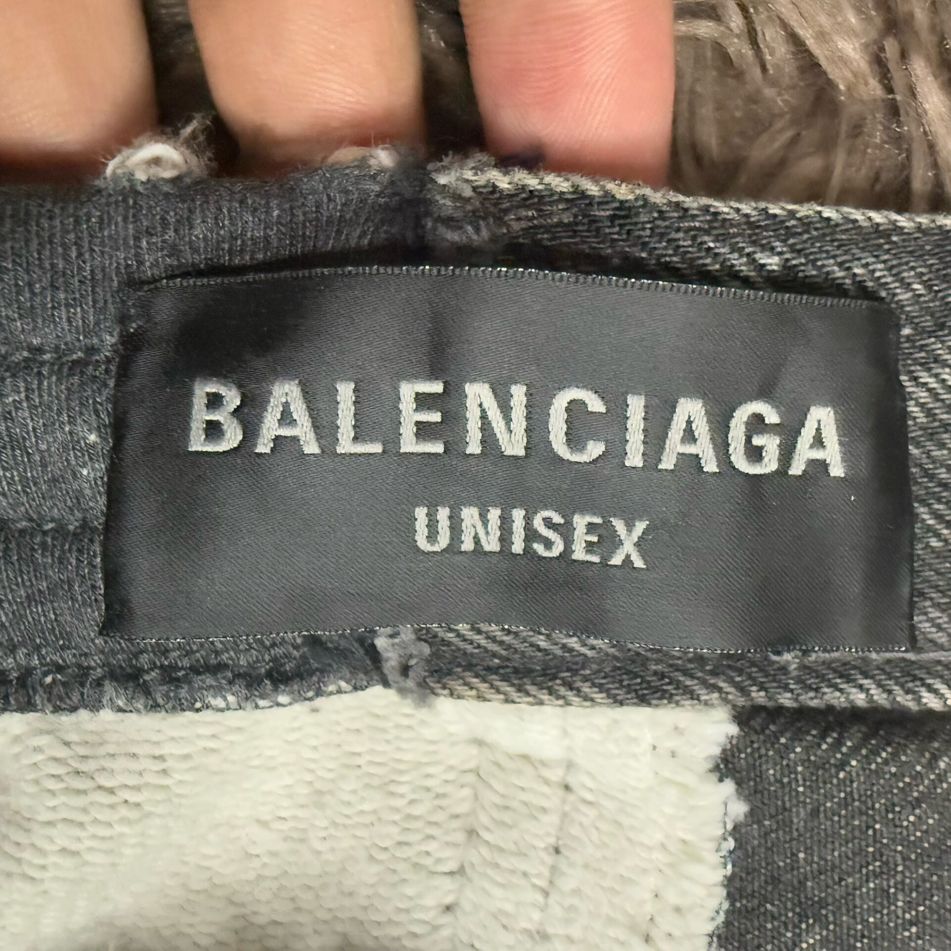 Balenciaga Patchwork Denim Wide-Leg Pants — detail