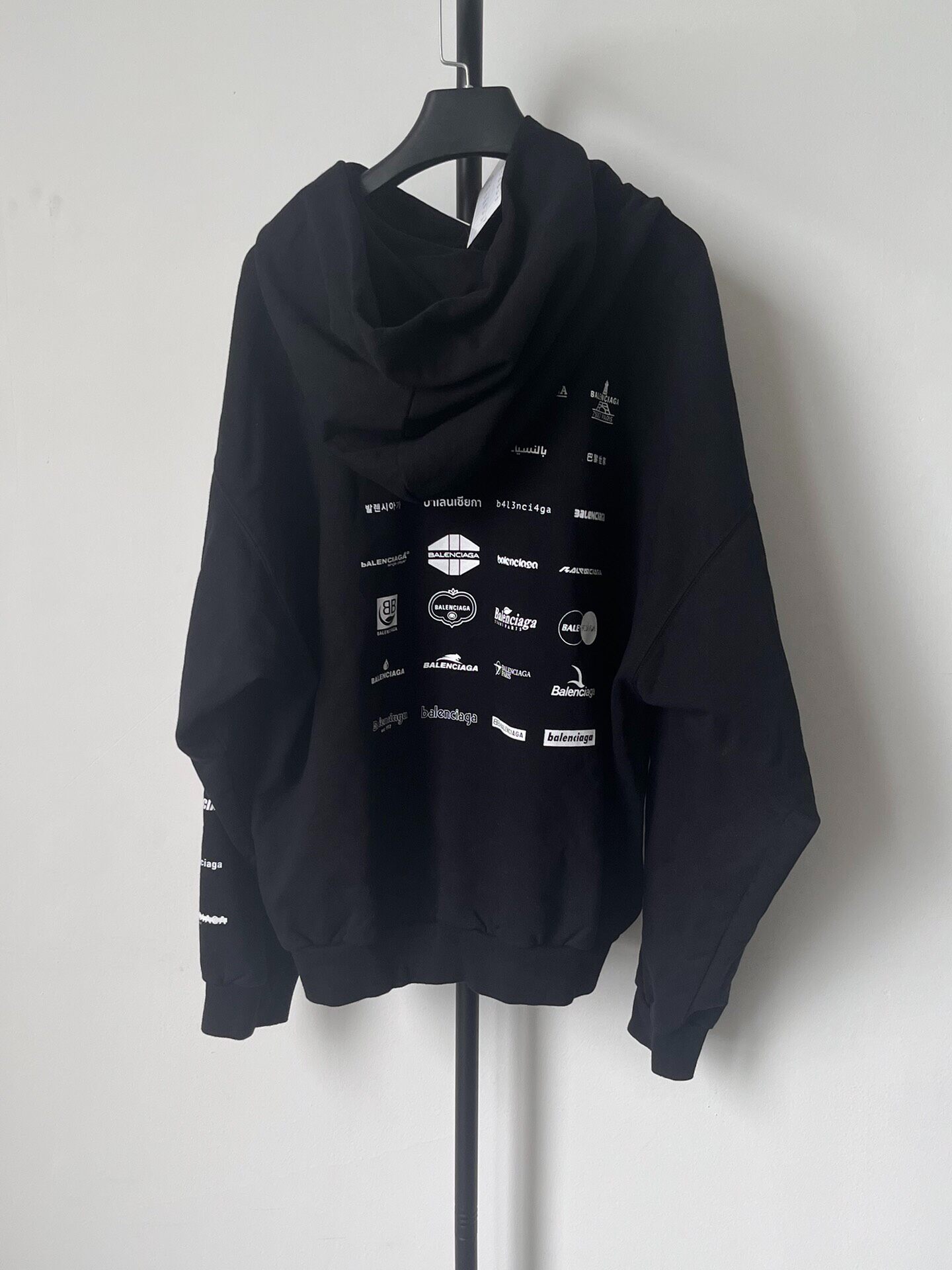 Balenciaga Black Logo Hoodie — front