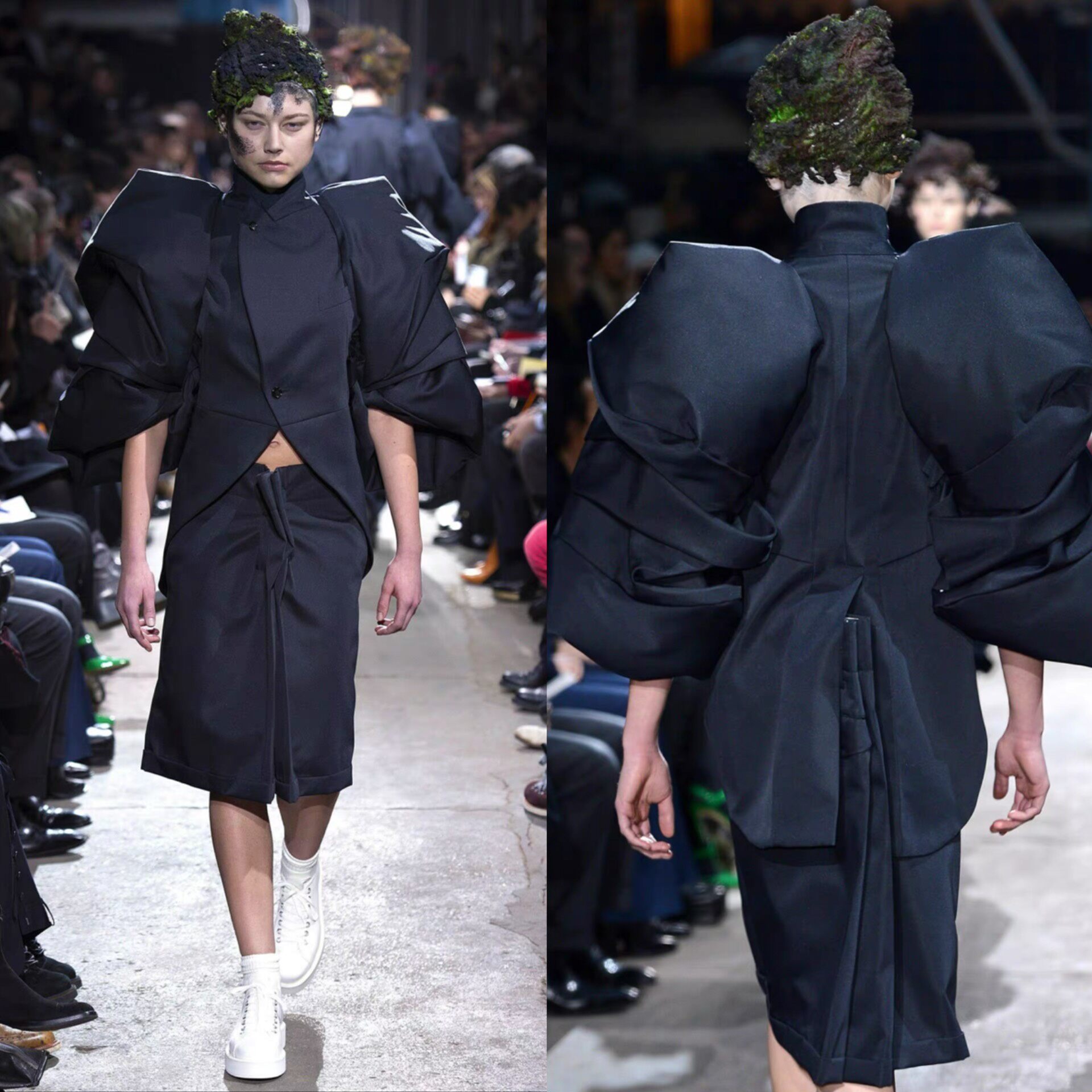 Comme des Garcons Asymmetric Mid-Length Shorts — front