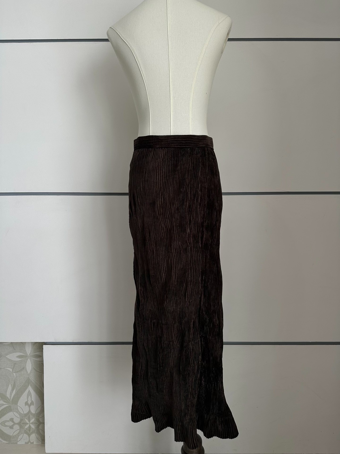 Issey Miyake Pleated Button Long Skirt — front