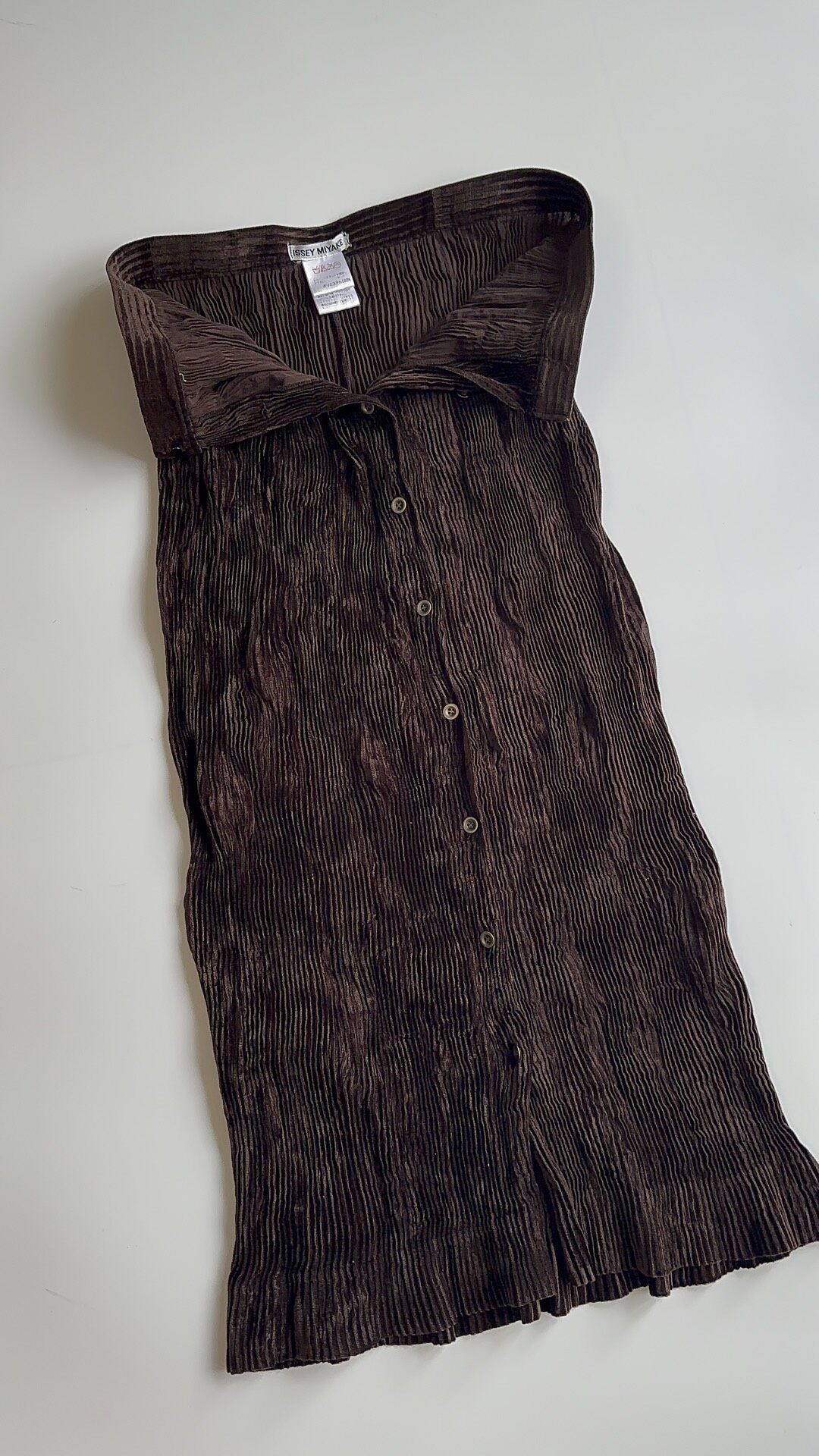 Issey Miyake Pleated Button Long Skirt — back