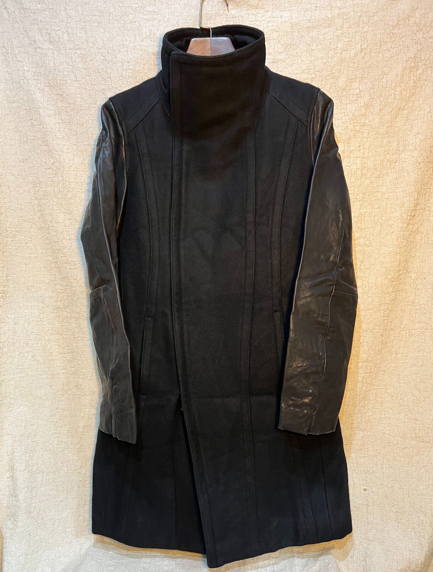 SCHLUSE Avant-Garde Leather Panel Coat