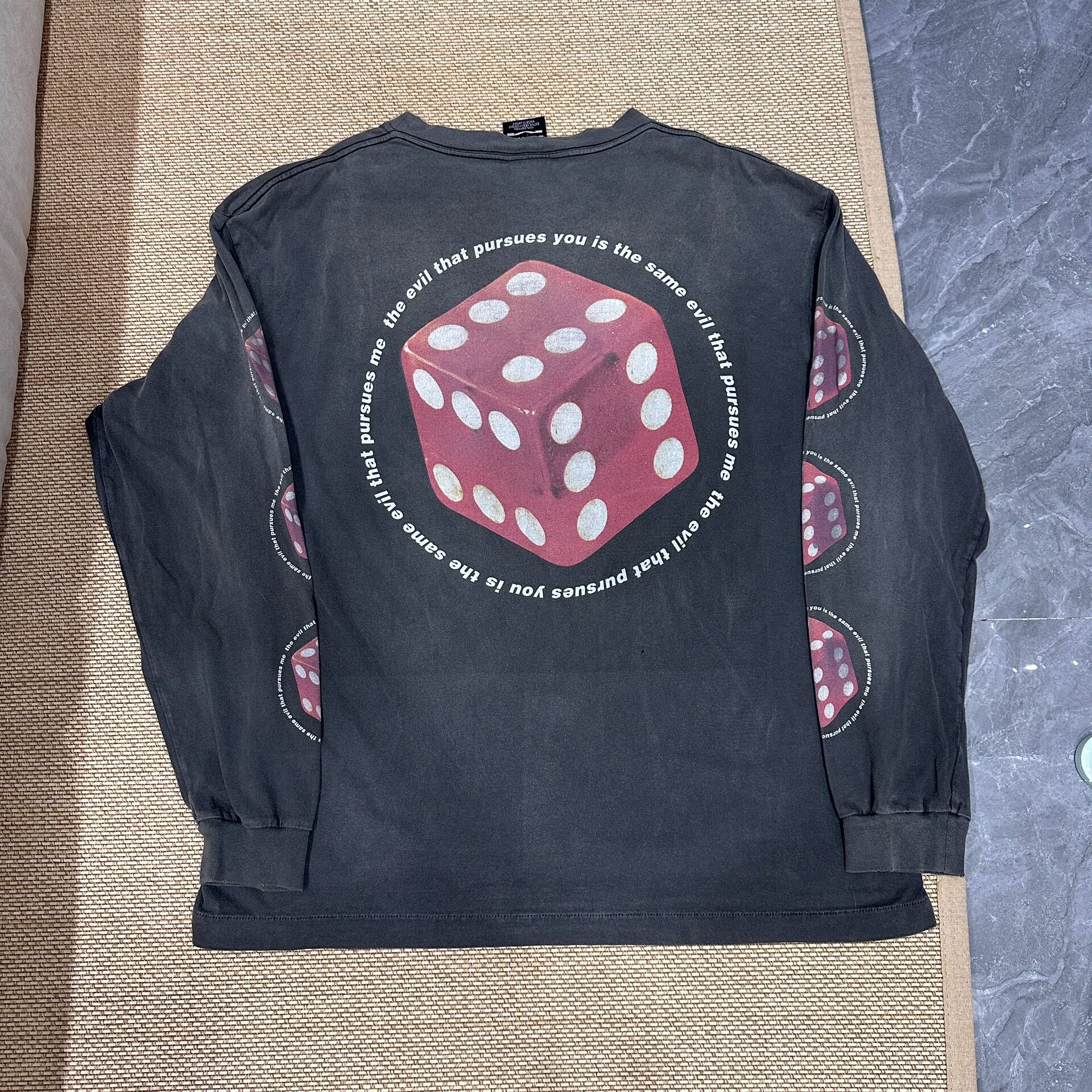 Saint Michael Black Red Dice Long Sleeve Shirt — front