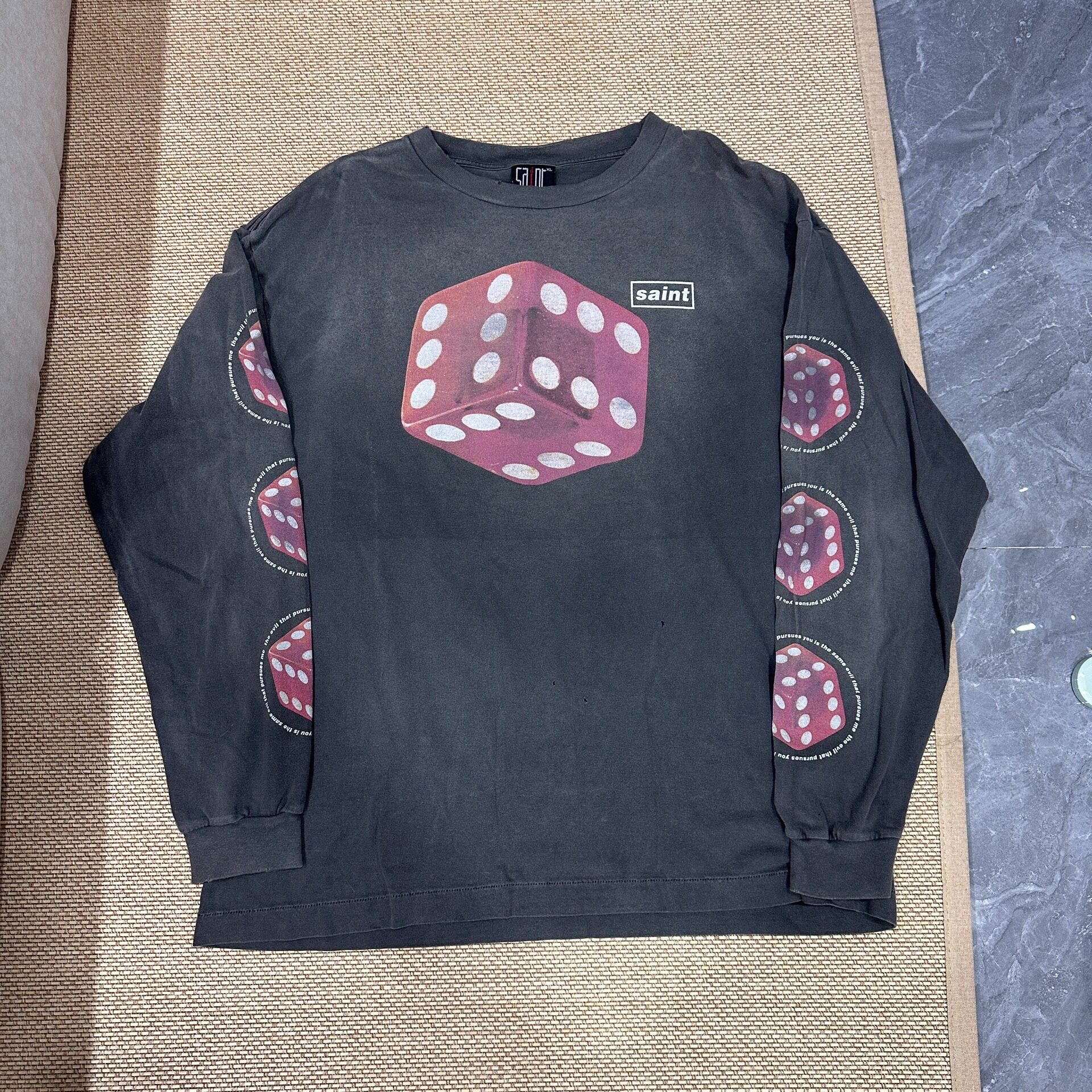 Saint Michael Black Red Dice Long Sleeve Shirt